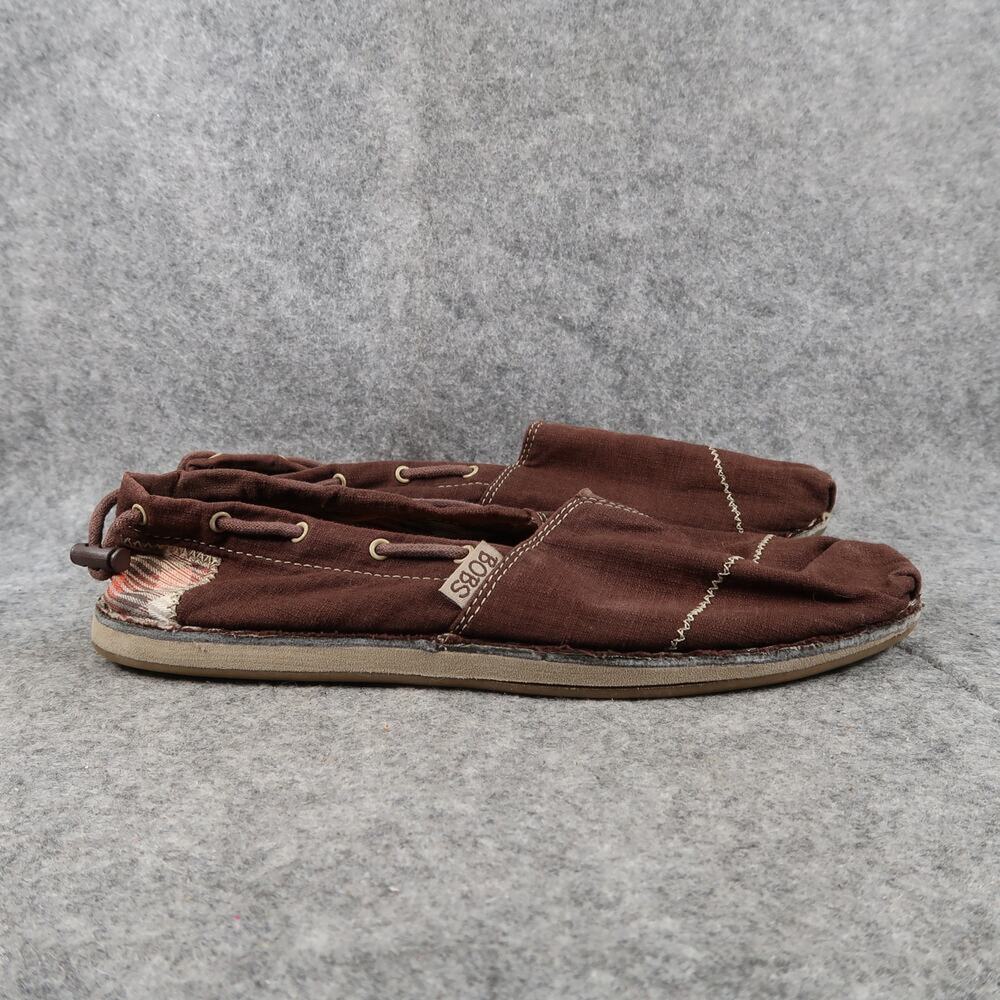 Skechers Bobs Shoes Womens 8.5 Loafer Flats Slip On Casual Canvas Brown Comfort